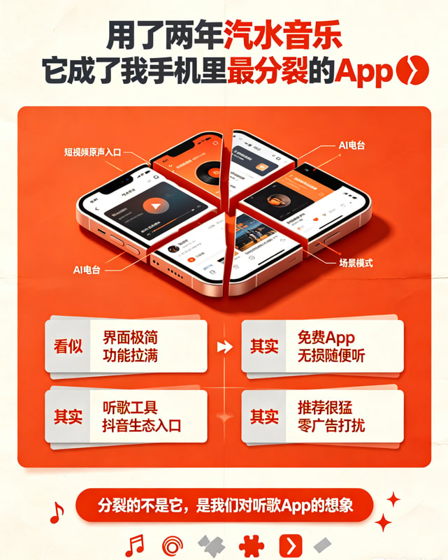 用了两年汽水音乐，它成了我手机里最分裂的App