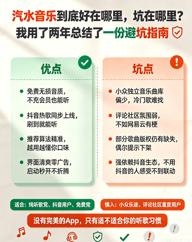 汽水音乐到底好在哪里，坑在哪里？我用了两年总结了一份避坑指南