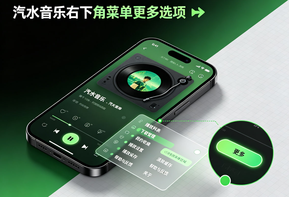 (汽水音乐右下角菜单更多选项)