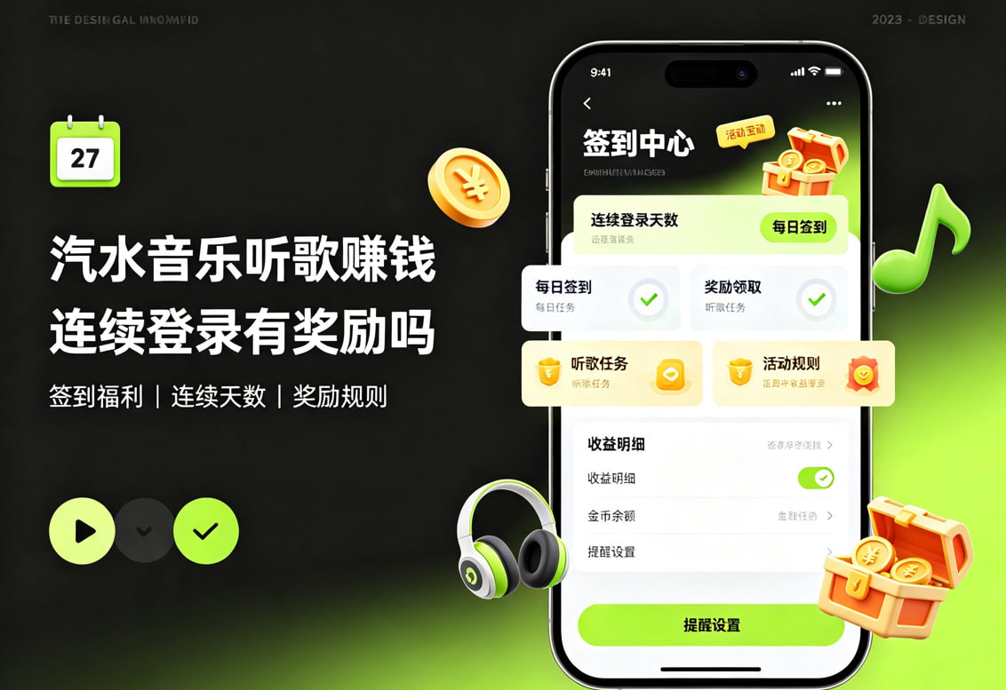 汽水音乐听歌赚钱连续登录有奖励吗？